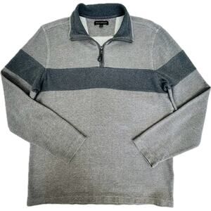 Banana Republic 1/4 Zip Gorpcore Two-Tone Long Sleeve Pullover Men L Cotton Gray